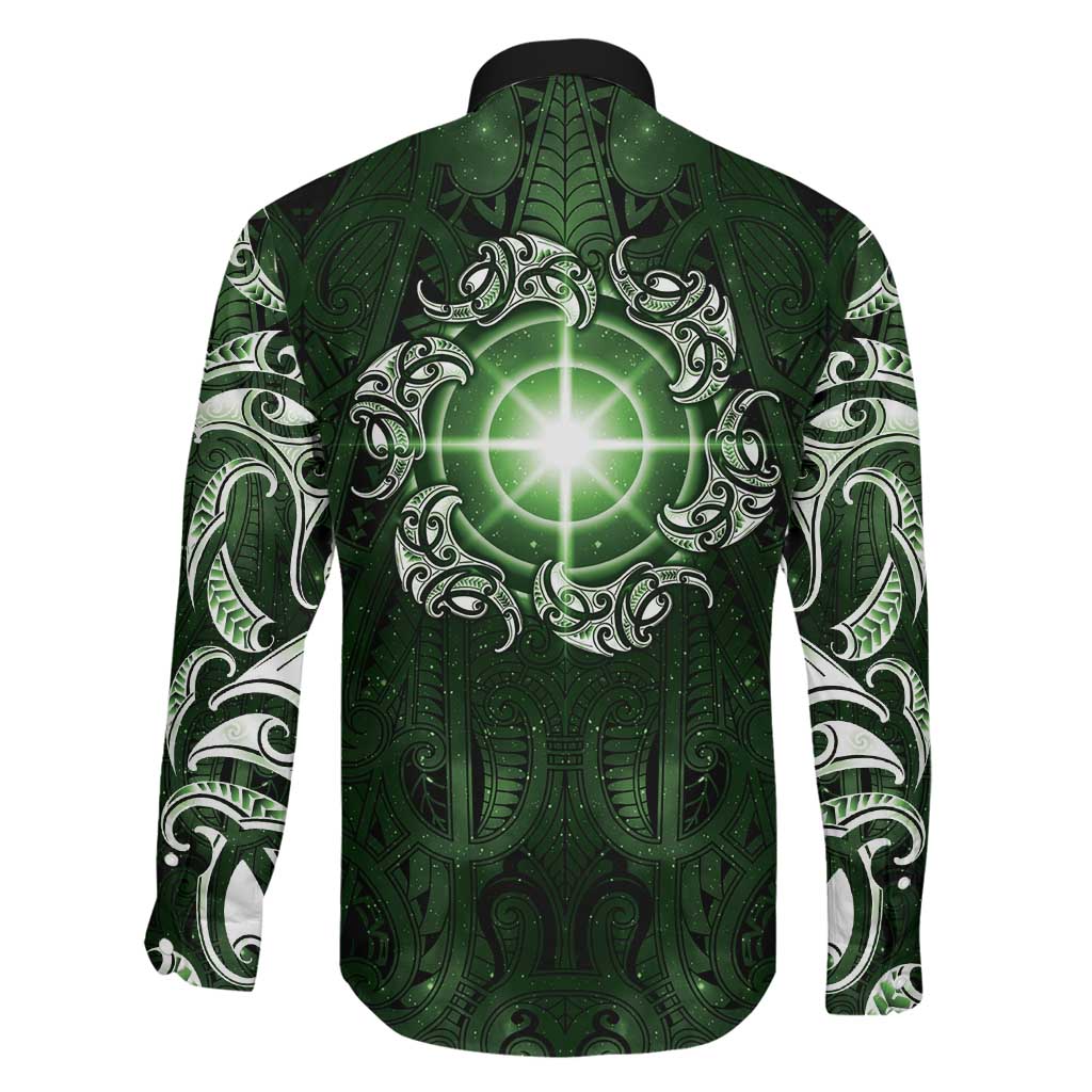 New Zealand Matariki Tupuarangi Family Matching Mermaid Dress and Hawaiian Shirt Maori Moko Green Galaxy LT05 - Polynesian Pride