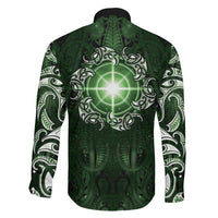 New Zealand Matariki Tupuarangi Family Matching Off Shoulder Maxi Dress and Hawaiian Shirt Maori Moko Green Galaxy LT05 - Polynesian Pride