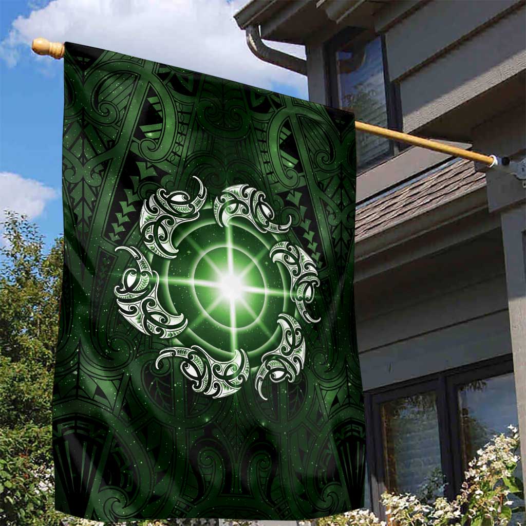 New Zealand Matariki Tupuarangi Garden Flag Maori Moko Green Galaxy