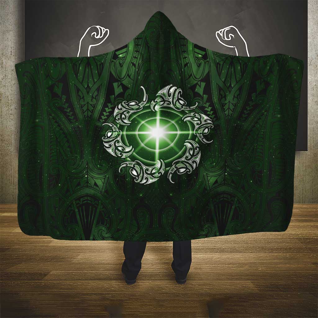 New Zealand Matariki Tupuarangi Hooded Blanket Maori Moko Green Galaxy