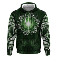 New Zealand Matariki Tupuarangi Hoodie Maori Moko Green Galaxy LT05 Pullover Hoodie Green - Polynesian Pride