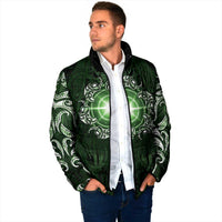New Zealand Matariki Tupuarangi Padded Jacket Maori Moko Green Galaxy