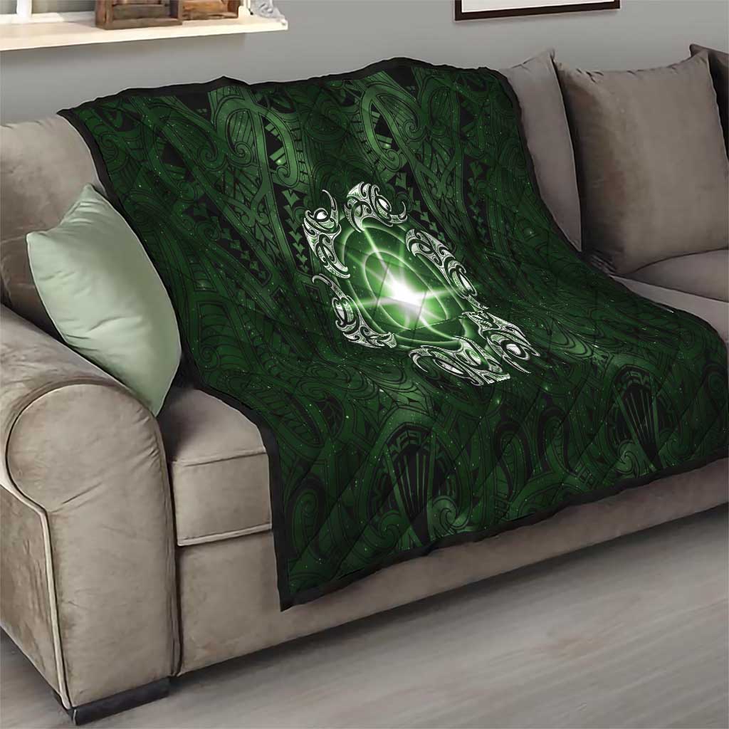 New Zealand Matariki Tupuarangi Quilt Maori Moko Green Galaxy