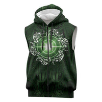New Zealand Matariki Tupuarangi Sleeveless Zip Hoodie Maori Moko Green Galaxy LT05 Green - Polynesian Pride