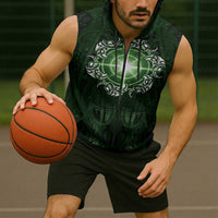 New Zealand Matariki Tupuarangi Sleeveless Zip Hoodie Maori Moko Green Galaxy LT05 - Polynesian Pride