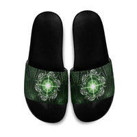 New Zealand Matariki Tupuarangi Slide Sandals Maori Moko Green Galaxy