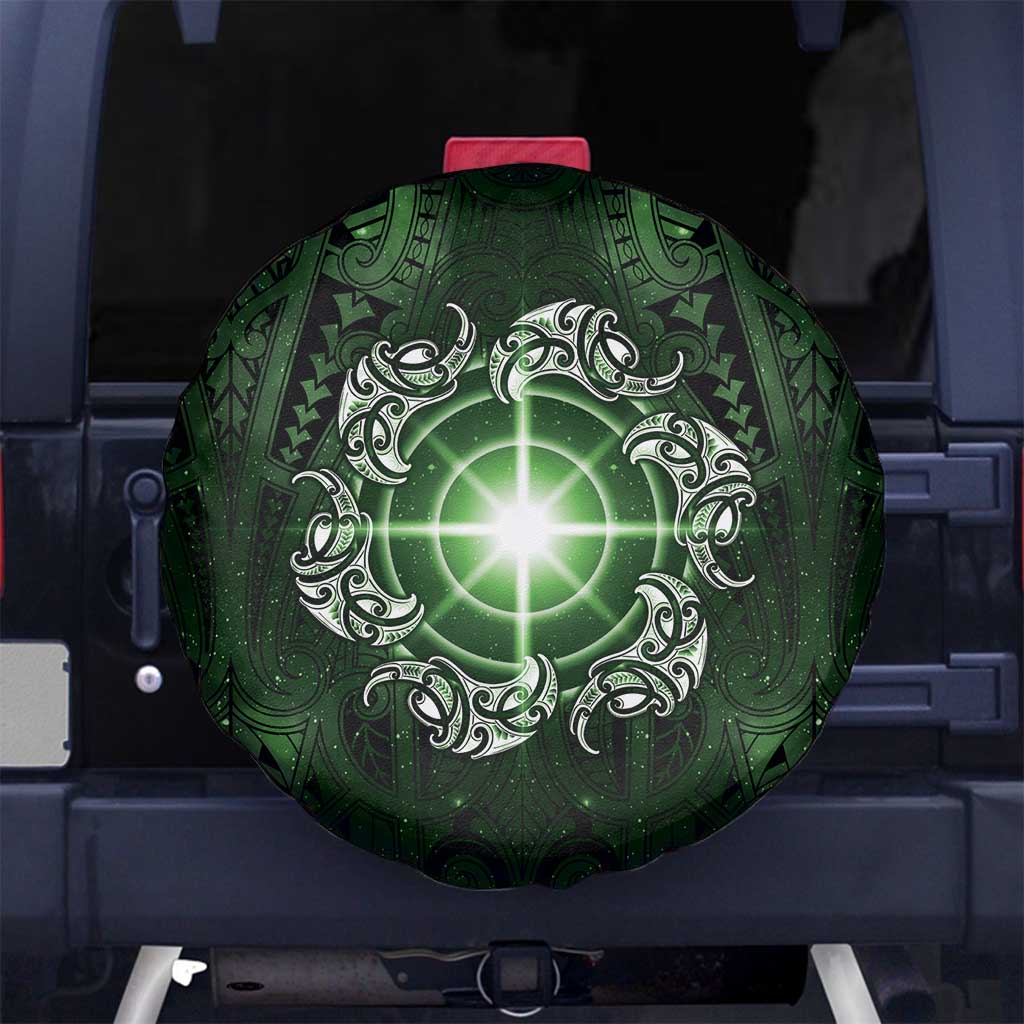 New Zealand Matariki Tupuarangi Spare Tire Cover Maori Moko Green Galaxy LT05 No hole Green - Polynesian Pride