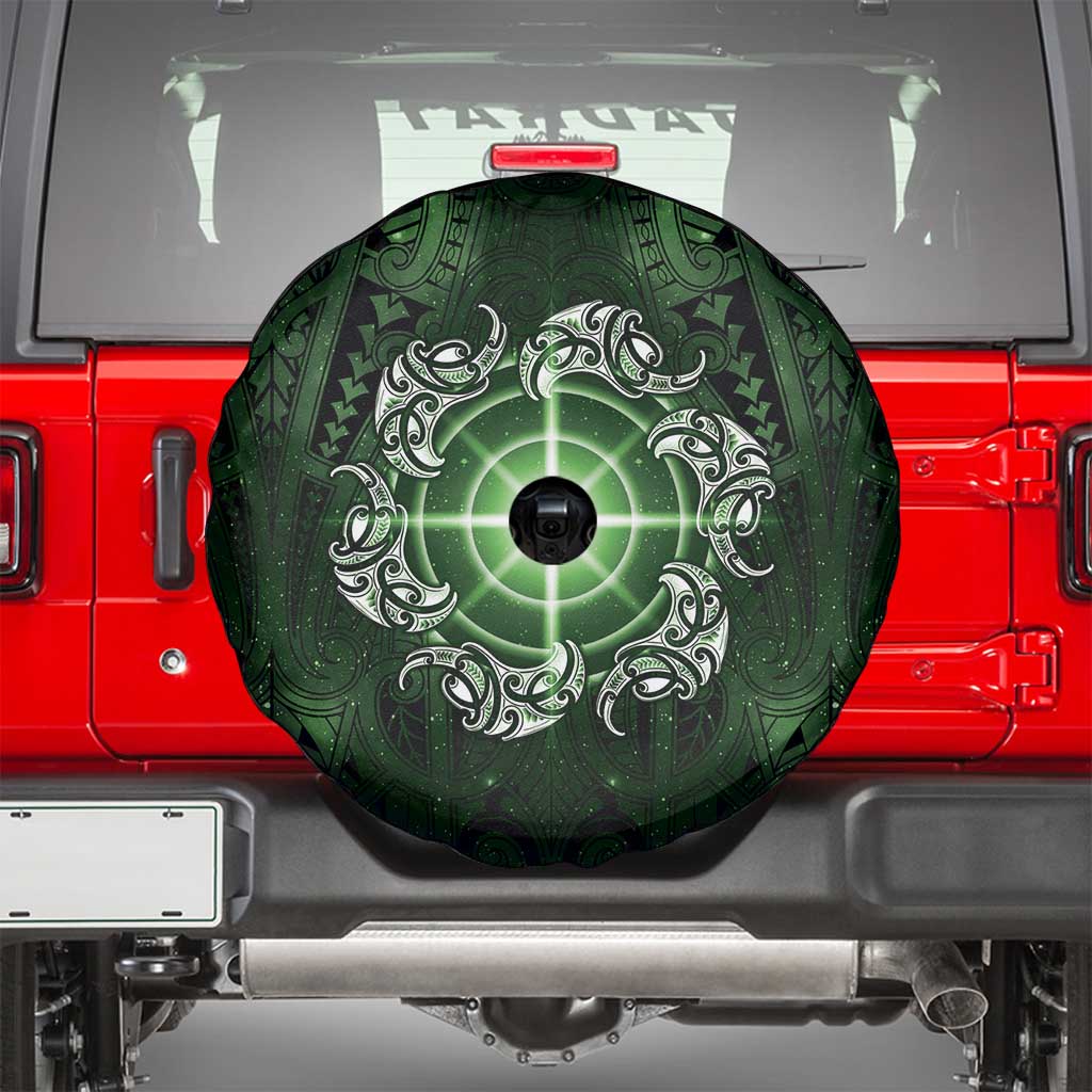 New Zealand Matariki Tupuarangi Spare Tire Cover Maori Moko Green Galaxy LT05 - Polynesian Pride