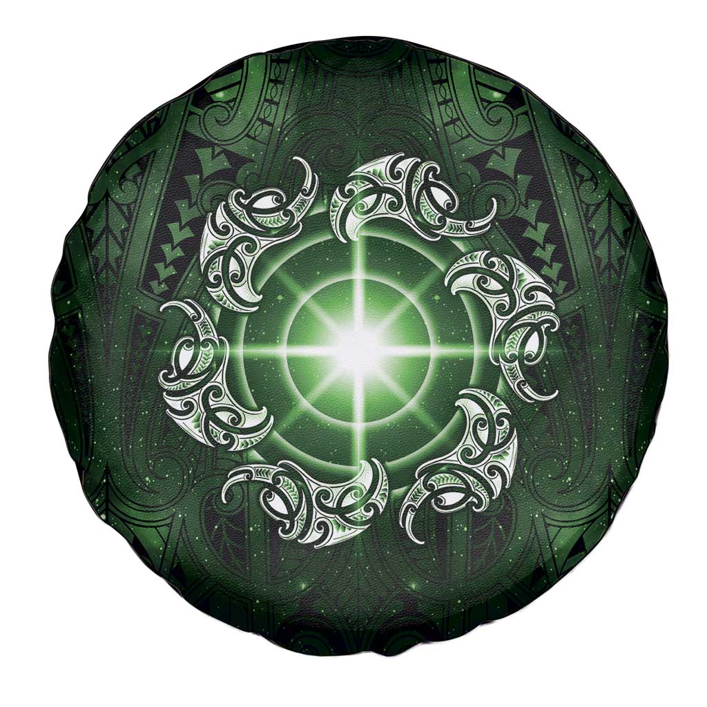 New Zealand Matariki Tupuarangi Spare Tire Cover Maori Moko Green Galaxy LT05 - Polynesian Pride