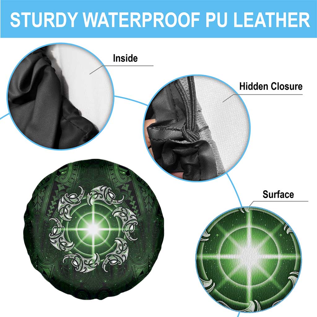 New Zealand Matariki Tupuarangi Spare Tire Cover Maori Moko Green Galaxy LT05 - Polynesian Pride