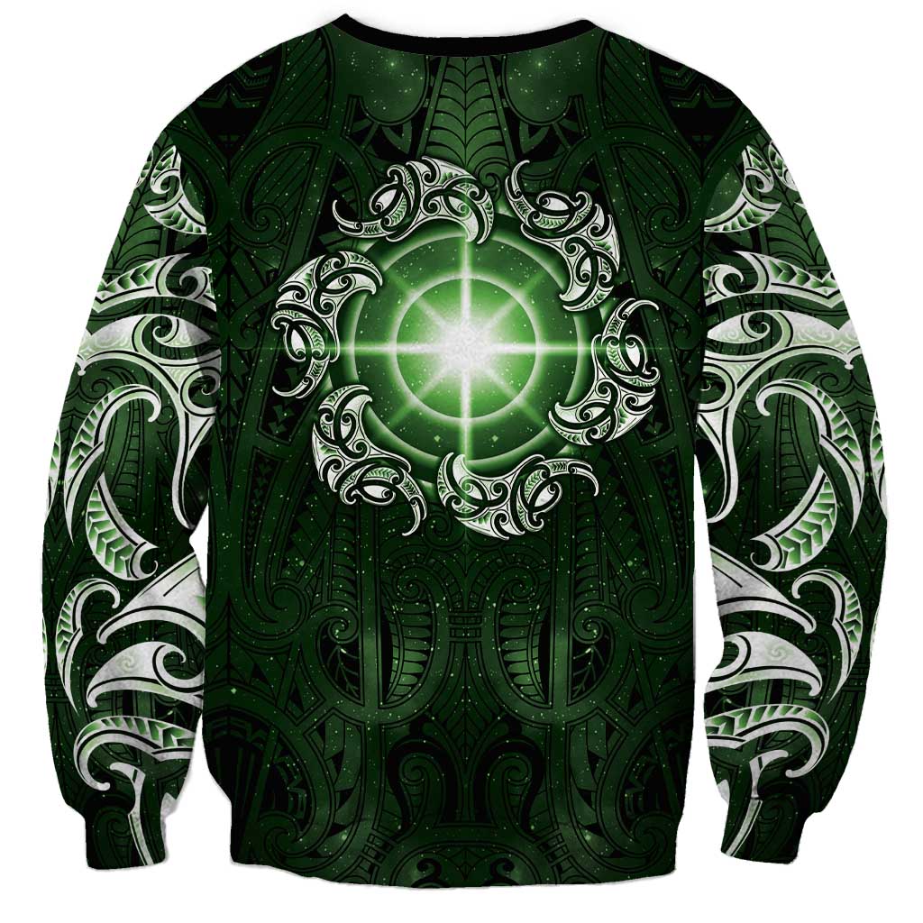 New Zealand Matariki Tupuarangi Sweatshirt Maori Moko Green Galaxy