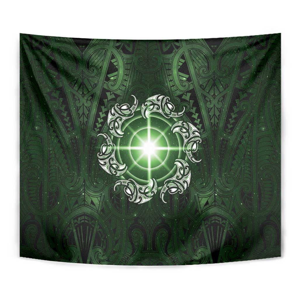 New Zealand Matariki Tupuarangi Tapestry Maori Moko Green Galaxy