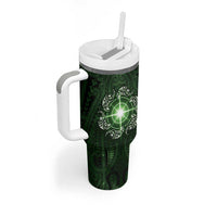 New Zealand Matariki Tupuarangi Tumbler With Handle Maori Moko Green Galaxy