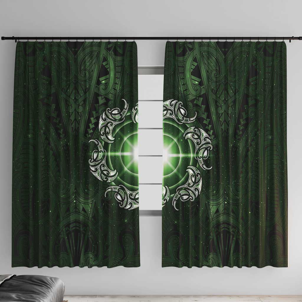 New Zealand Matariki Tupuarangi Window Curtain Maori Moko Green Galaxy