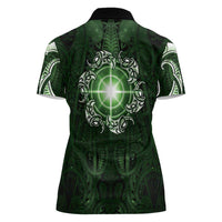 New Zealand Matariki Tupuarangi Women Polo Shirt Maori Moko Green Galaxy LT05 - Polynesian Pride