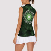 New Zealand Matariki Tupuarangi Women Sleeveless Polo Shirt Maori Moko Green Galaxy LT05 - Polynesian Pride