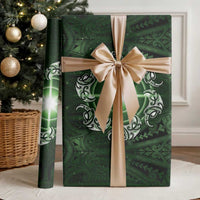 New Zealand Matariki Tupuarangi Wrapping Paper Maori Moko Green Galaxy