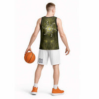 New Zealand Matariki Hiwaiterangi Basketball Jersey Maori Moko Yellow Galaxy LT05 - Polynesian Pride