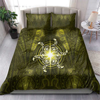 New Zealand Matariki Hiwaiterangi Bedding Set Maori Moko Yellow Galaxy