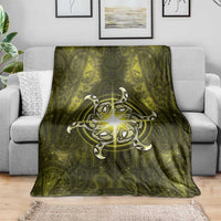 New Zealand Matariki Hiwaiterangi Blanket Maori Moko Yellow Galaxy