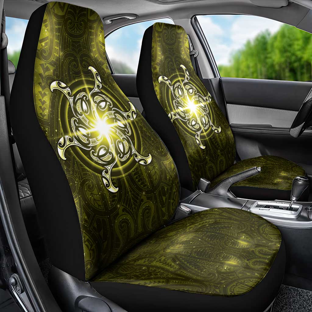 New Zealand Matariki Hiwaiterangi Car Seat Cover Maori Moko Yellow Galaxy LT05 - Polynesian Pride