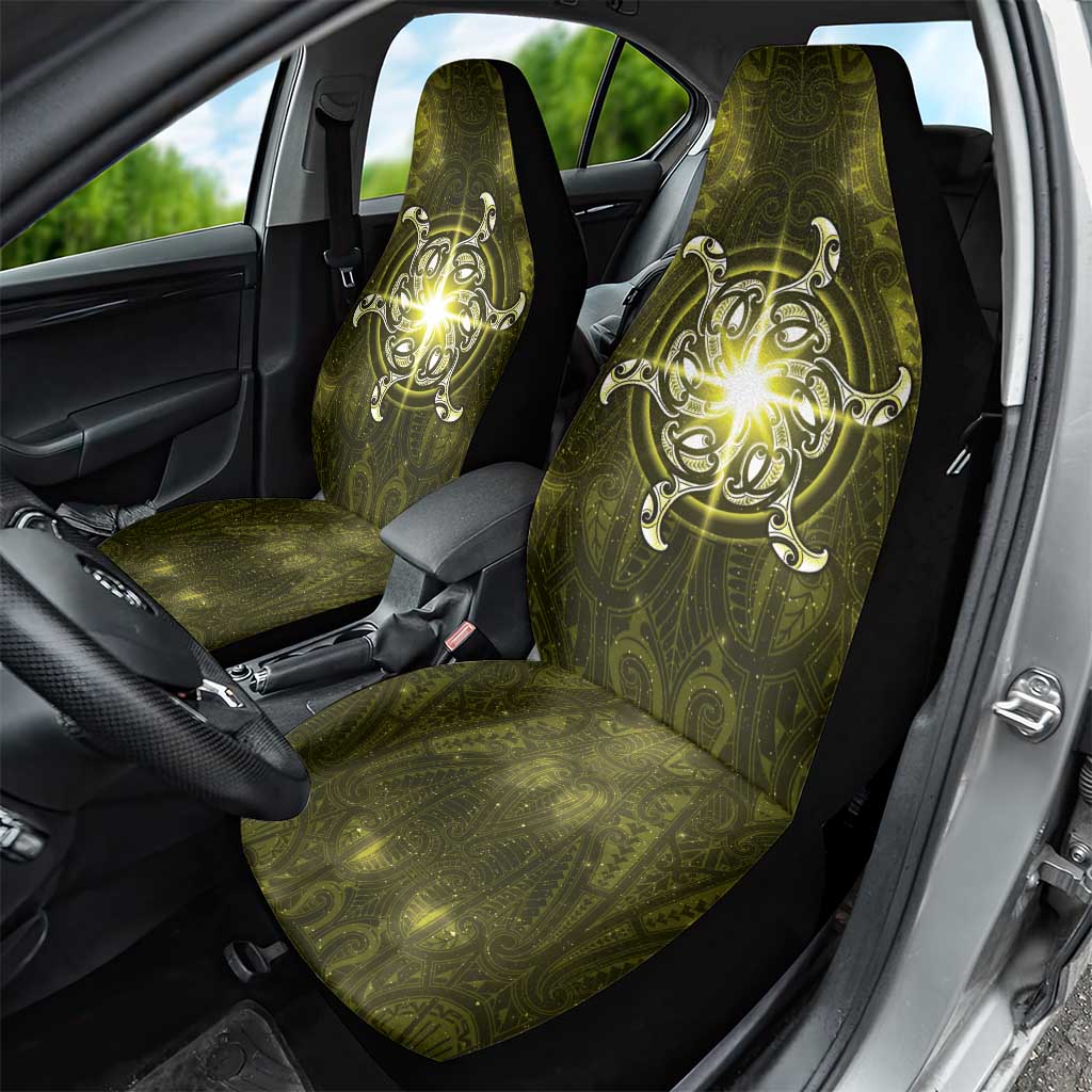 New Zealand Matariki Hiwaiterangi Car Seat Cover Maori Moko Yellow Galaxy LT05 - Polynesian Pride