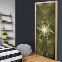 New Zealand Matariki Hiwaiterangi Door Cover Maori Moko Yellow Galaxy