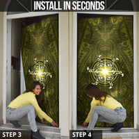 New Zealand Matariki Hiwaiterangi Door Cover Maori Moko Yellow Galaxy