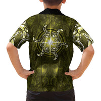 New Zealand Matariki Hiwaiterangi Family Matching Puletasi and Hawaiian Shirt Maori Moko Yellow Galaxy LT05 - Polynesian Pride