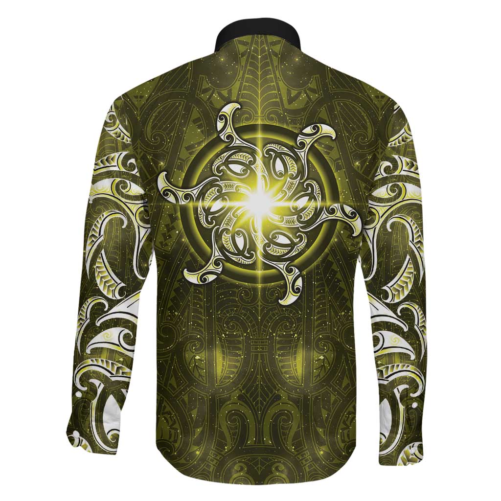 New Zealand Matariki Hiwaiterangi Family Matching Short Sleeve Bodycon Dress and Hawaiian Shirt Maori Moko Yellow Galaxy LT05 - Polynesian Pride