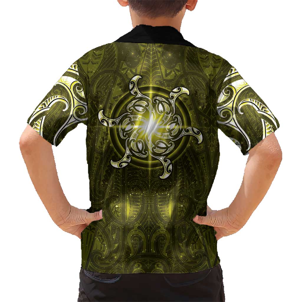 New Zealand Matariki Hiwaiterangi Hawaiian Shirt Maori Moko Yellow Galaxy