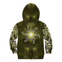 New Zealand Matariki Hiwaiterangi Kid Hoodie Maori Moko Yellow Galaxy LT05 - Polynesian Pride