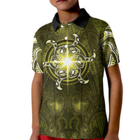 New Zealand Matariki Hiwaiterangi Kid Polo Shirt Maori Moko Yellow Galaxy LT05 Kid Yellow - Polynesian Pride