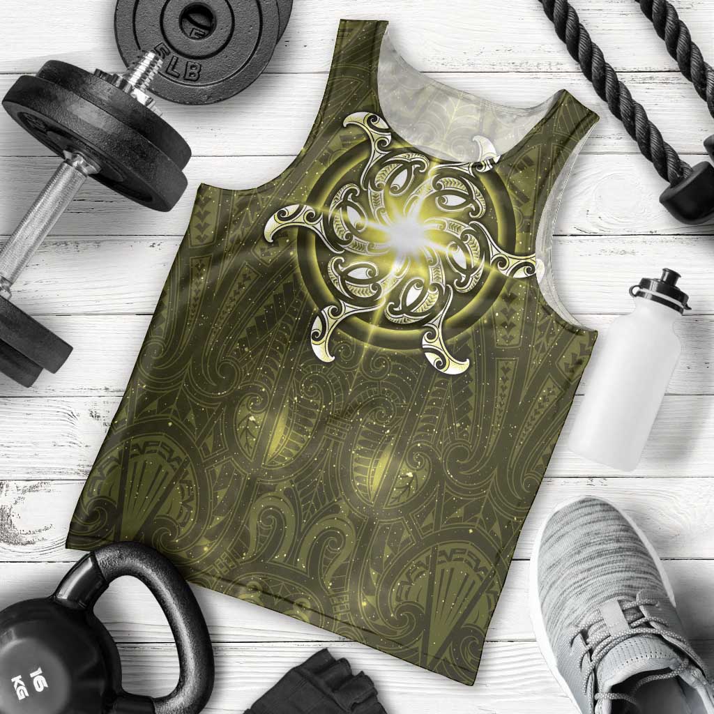 New Zealand Matariki Hiwaiterangi Men Tank Top Maori Moko Yellow Galaxy