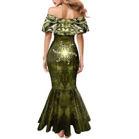 New Zealand Matariki Hiwaiterangi Mermaid Dress Maori Moko Yellow Galaxy LT05 - Polynesian Pride