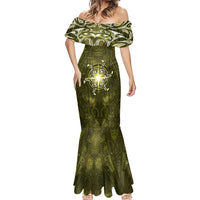 New Zealand Matariki Hiwaiterangi Mermaid Dress Maori Moko Yellow Galaxy LT05 - Polynesian Pride