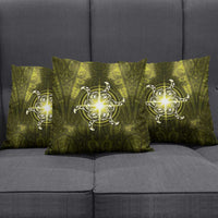 New Zealand Matariki Hiwaiterangi Pillow Cover Maori Moko Yellow Galaxy