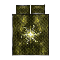 New Zealand Matariki Hiwaiterangi Quilt Bed Set Maori Moko Yellow Galaxy