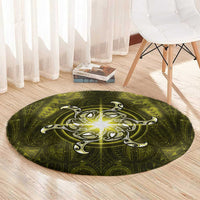 New Zealand Matariki Hiwaiterangi Round Carpet Maori Moko Yellow Galaxy