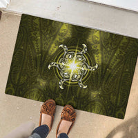 New Zealand Matariki Hiwaiterangi Rubber Doormat Maori Moko Yellow Galaxy