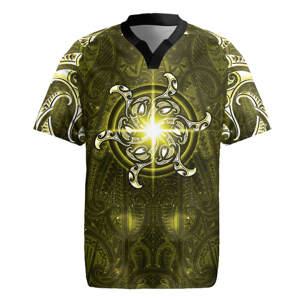 New Zealand Matariki Hiwaiterangi Rugby Jersey Maori Moko Yellow Galaxy