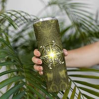 New Zealand Matariki Hiwaiterangi Skinny Tumbler Maori Moko Yellow Galaxy LT05 - Polynesian Pride