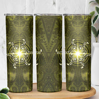 New Zealand Matariki Hiwaiterangi Skinny Tumbler Maori Moko Yellow Galaxy LT05 - Polynesian Pride