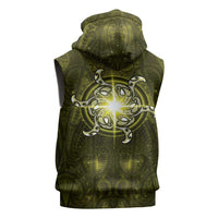 New Zealand Matariki Hiwaiterangi Sleeveless Hoodie Maori Moko Yellow Galaxy LT05 - Polynesian Pride