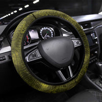 New Zealand Matariki Hiwaiterangi Steering Wheel Cover Maori Moko Yellow Galaxy LT05 Universal Fit Yellow - Polynesian Pride