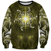 New Zealand Matariki Hiwaiterangi Sweatshirt Maori Moko Yellow Galaxy
