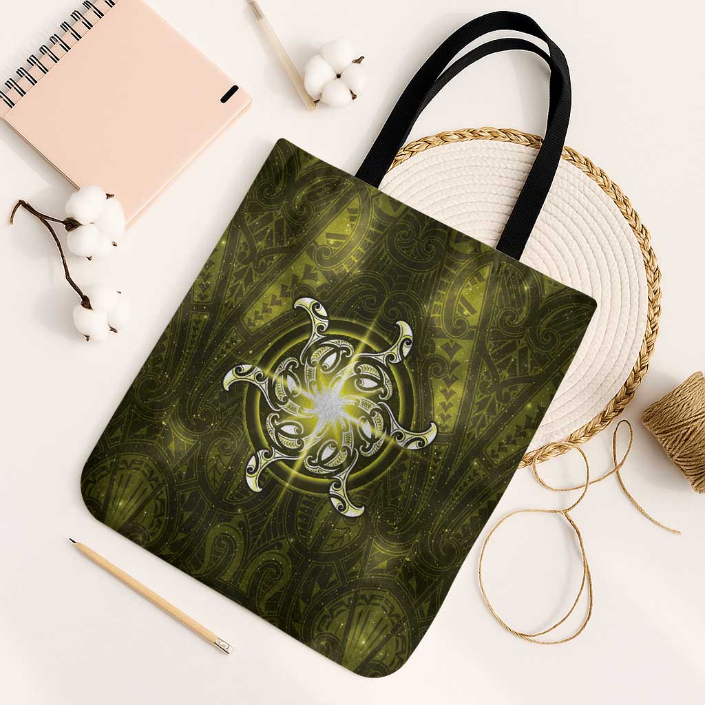 New Zealand Matariki Hiwaiterangi Tote Bag Maori Moko Yellow Galaxy