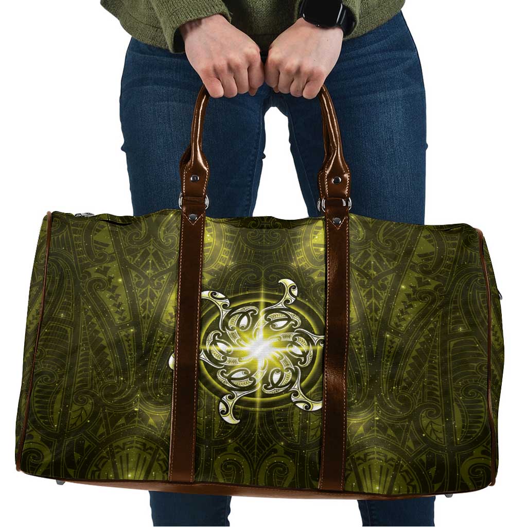 New Zealand Matariki Hiwaiterangi Travel Bag Maori Moko Yellow Galaxy