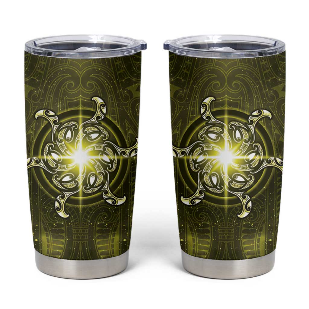 New Zealand Matariki Hiwaiterangi Tumbler Cup Maori Moko Yellow Galaxy