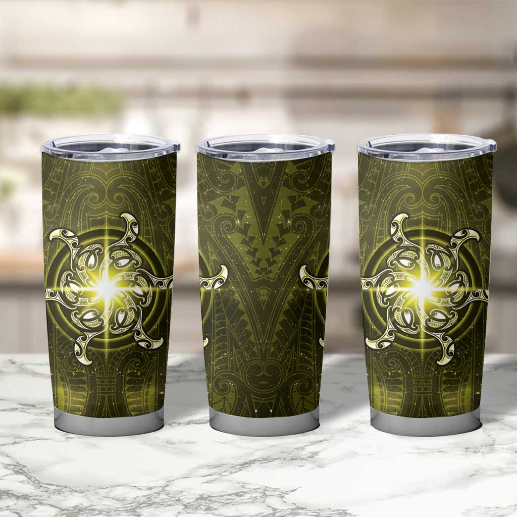 New Zealand Matariki Hiwaiterangi Tumbler Cup Maori Moko Yellow Galaxy